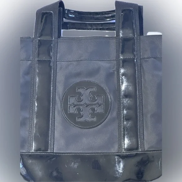 Tory Burch Authentic 88366 Large Nylon Patten Leather Trim Black Hand/To… - Picture 2 of 11